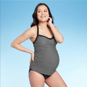 Ingrid and Isabel Chevron Maternity Tankini Top